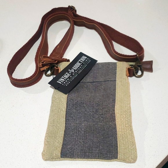 Vintage Addiction Bags Vintage Addiction Two Tone Jute Crossbody